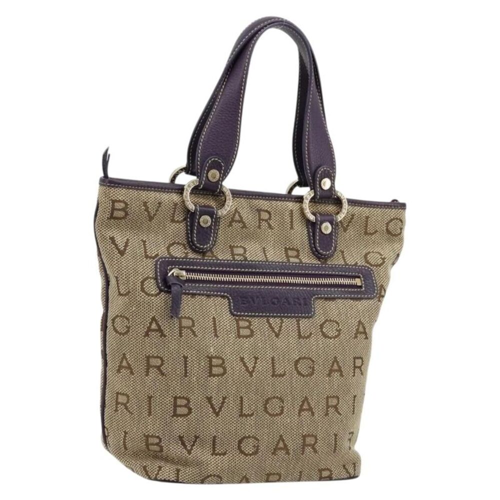 Bvlgari Logomania Canvas Beige Canvas Tote Bag Bag